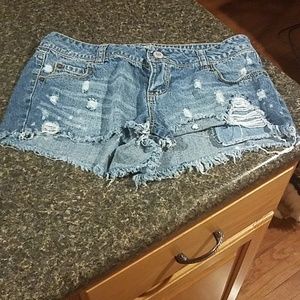 Vintage Paris Blues Distressed Shorts